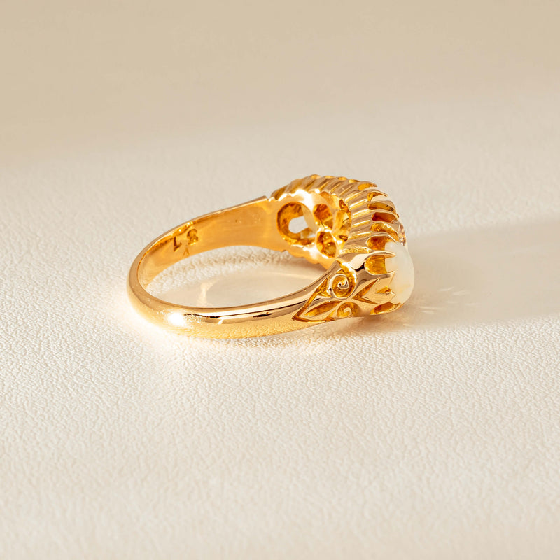 Vintage 18ct Yellow Gold Opal & Diamond Ring - Ring - Walker & Hall