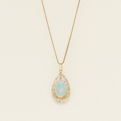 Deja Vu Gilded Silver Opal and Diamond Pendant - Necklace - Walker & Hall