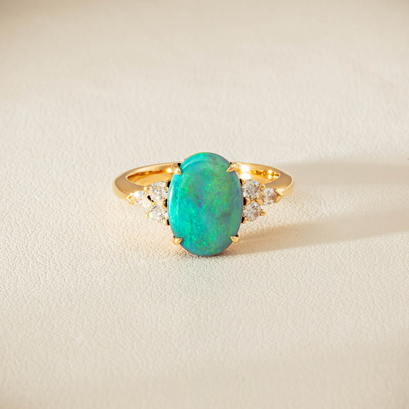 18ct Yellow Gold 2.30ct Opal & Diamond Oriana Ring - Ring - Walker & Hall