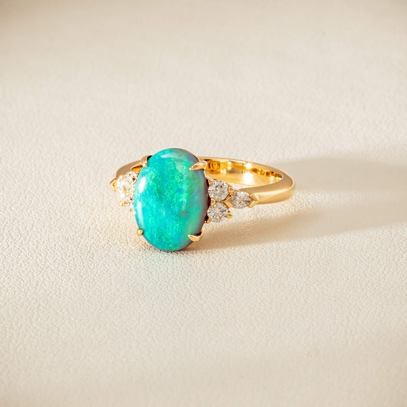 18ct Yellow Gold 2.30ct Opal & Diamond Oriana Ring - Ring - Walker & Hall