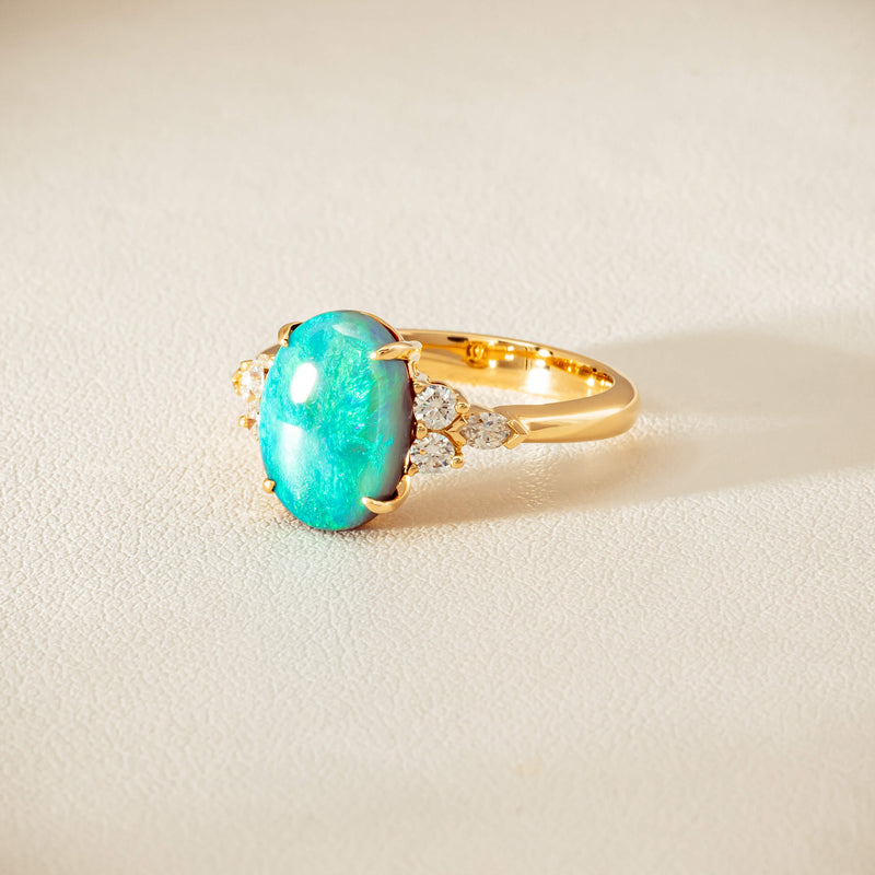 18ct Yellow Gold 2.30ct Opal & Diamond Oriana Ring - Ring - Walker & Hall
