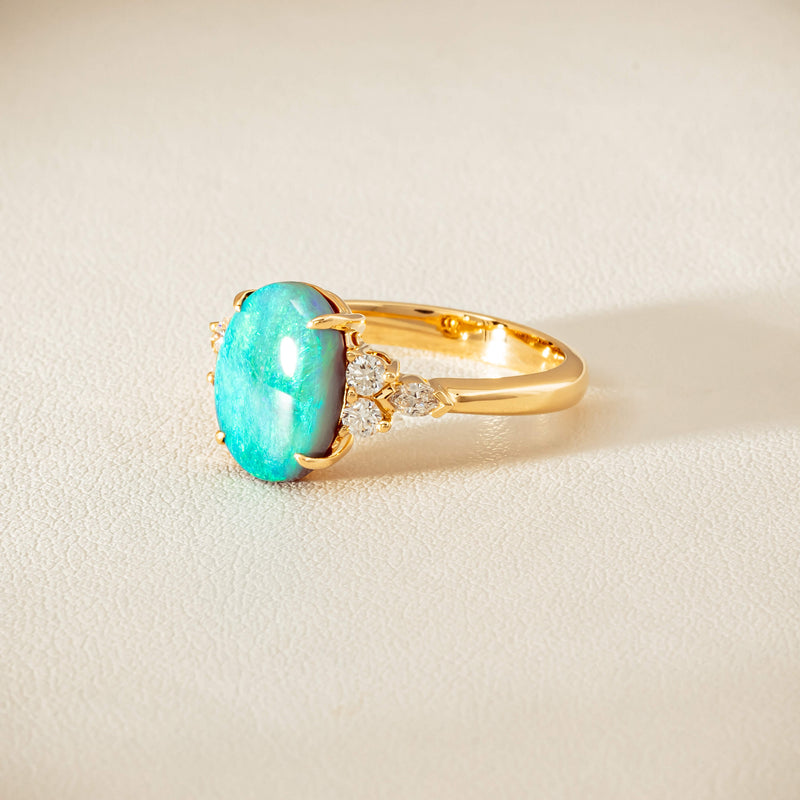 18ct Yellow Gold 2.30ct Opal & Diamond Oriana Ring - Ring - Walker & Hall
