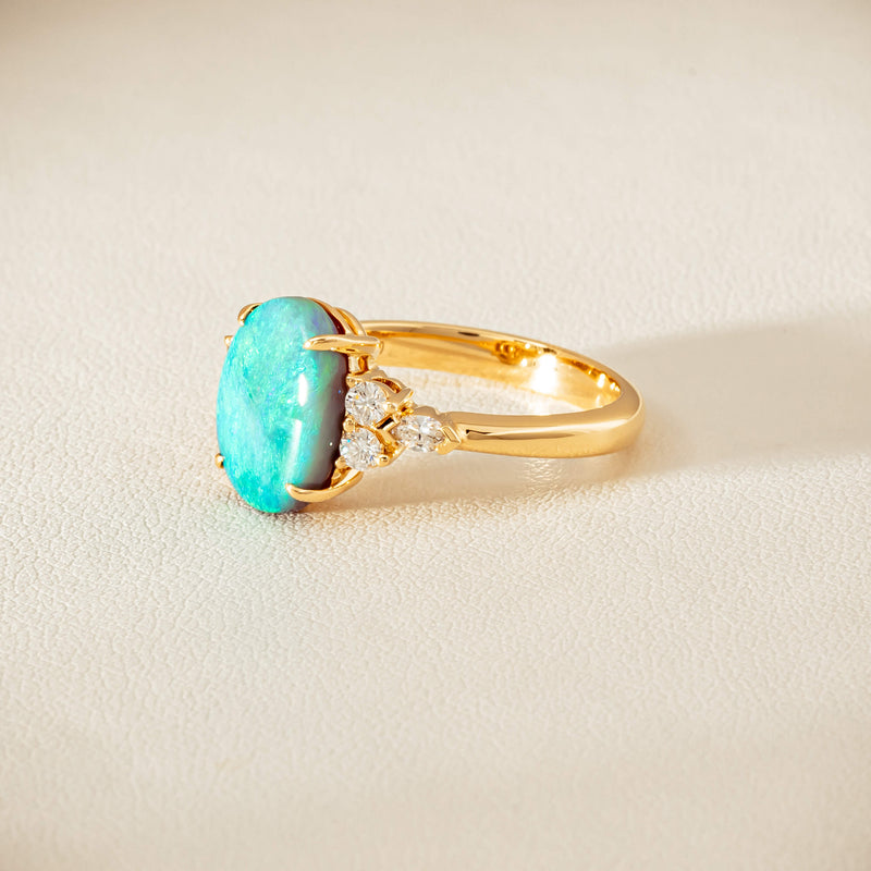 18ct Yellow Gold 2.30ct Opal & Diamond Oriana Ring - Ring - Walker & Hall