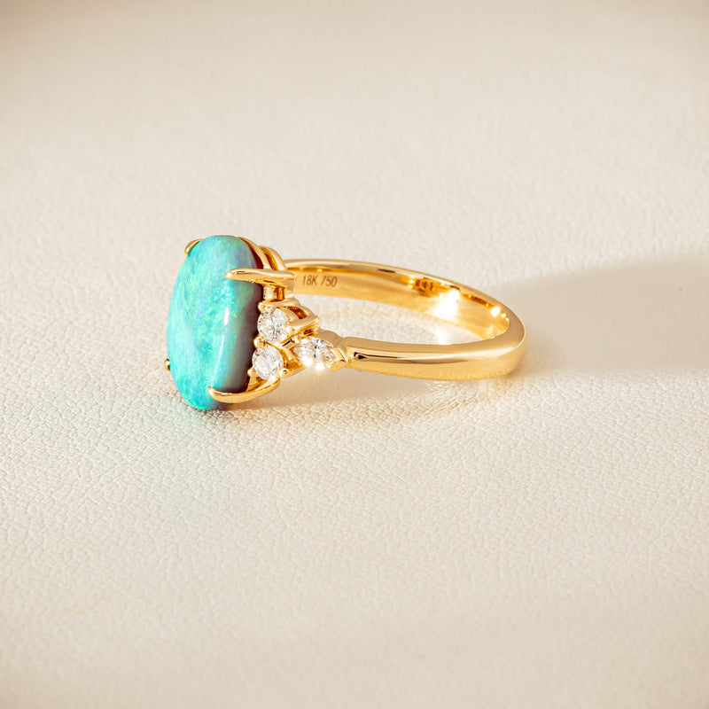 18ct Yellow Gold 2.30ct Opal & Diamond Oriana Ring - Ring - Walker & Hall
