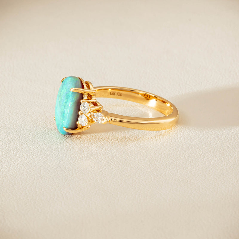 18ct Yellow Gold 2.30ct Opal & Diamond Oriana Ring - Ring - Walker & Hall