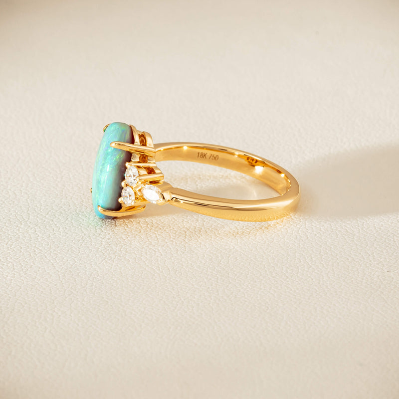 18ct Yellow Gold 2.30ct Opal & Diamond Oriana Ring - Ring - Walker & Hall