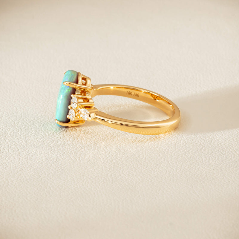 18ct Yellow Gold 2.30ct Opal & Diamond Oriana Ring - Ring - Walker & Hall
