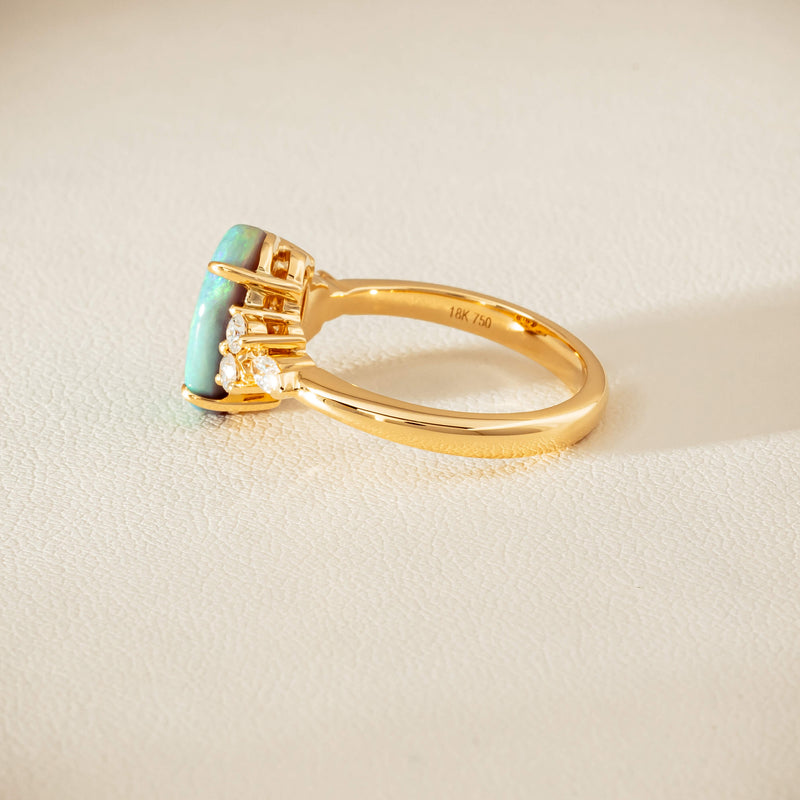 18ct Yellow Gold 2.30ct Opal & Diamond Oriana Ring - Ring - Walker & Hall