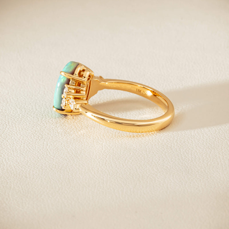 18ct Yellow Gold 2.30ct Opal & Diamond Oriana Ring - Ring - Walker & Hall