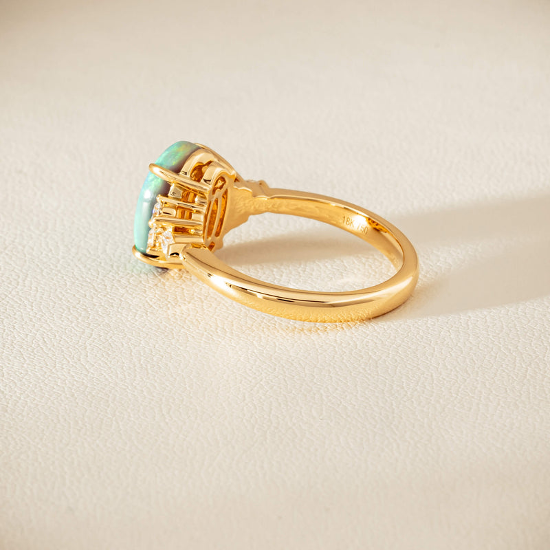 18ct Yellow Gold 2.30ct Opal & Diamond Oriana Ring - Ring - Walker & Hall
