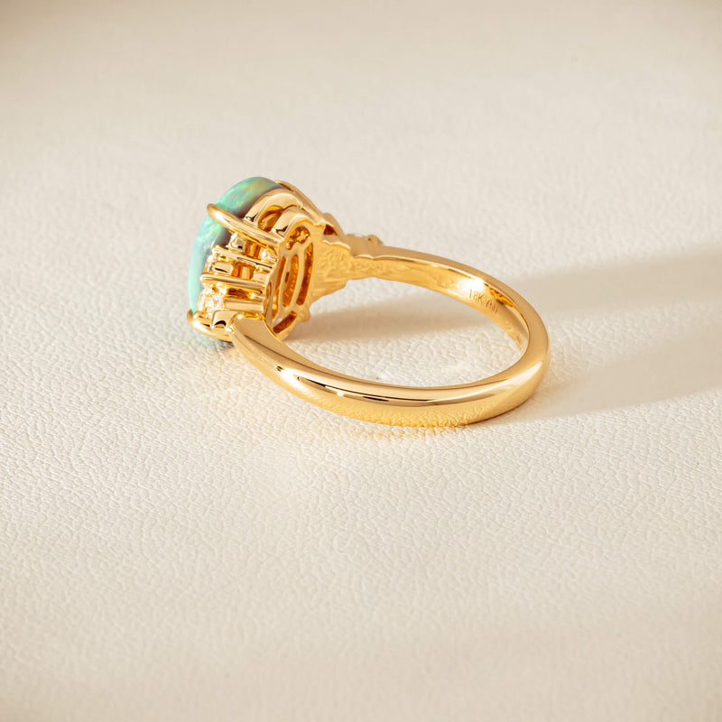 18ct Yellow Gold 2.30ct Opal & Diamond Oriana Ring - Ring - Walker & Hall