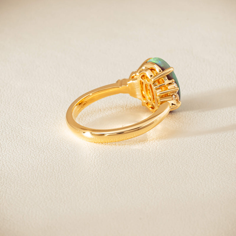 18ct Yellow Gold 2.30ct Opal & Diamond Oriana Ring - Ring - Walker & Hall