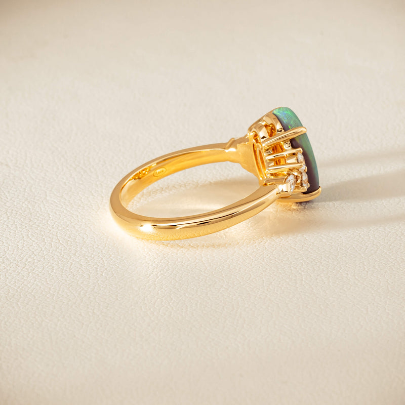 18ct Yellow Gold 2.30ct Opal & Diamond Oriana Ring - Ring - Walker & Hall