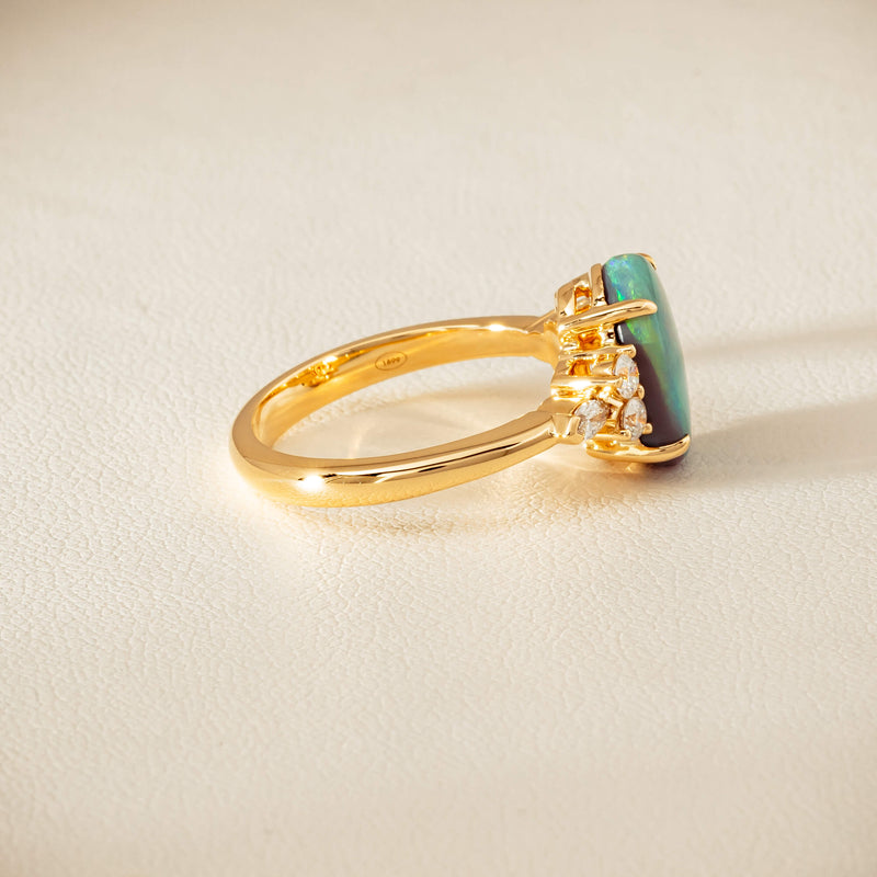 18ct Yellow Gold 2.30ct Opal & Diamond Oriana Ring - Ring - Walker & Hall
