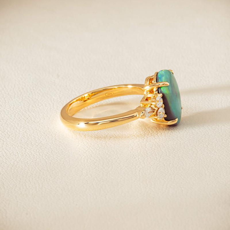 18ct Yellow Gold 2.30ct Opal & Diamond Oriana Ring - Ring - Walker & Hall