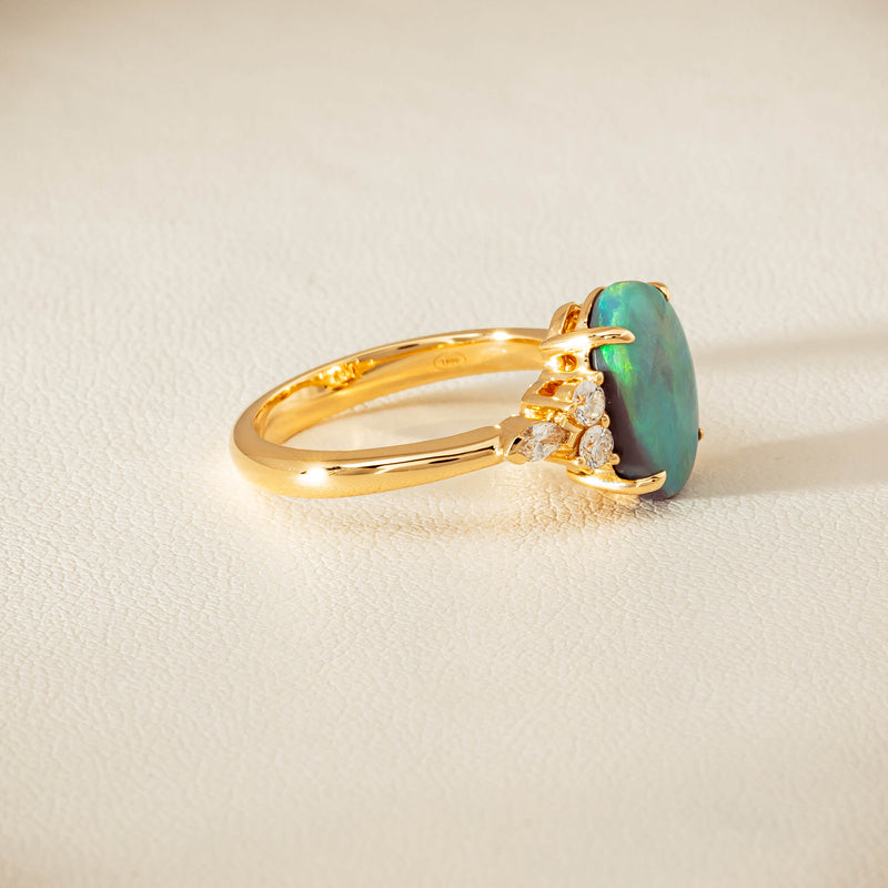 18ct Yellow Gold 2.30ct Opal & Diamond Oriana Ring - Ring - Walker & Hall