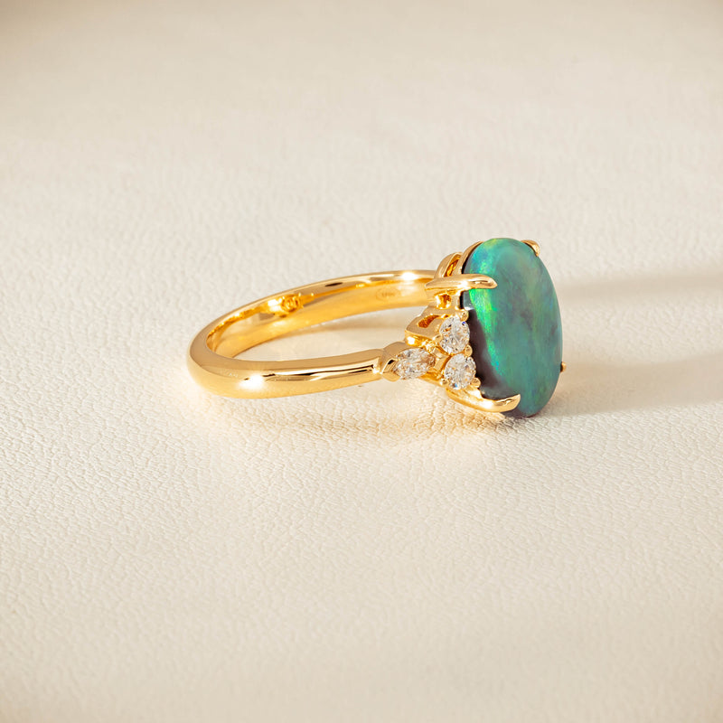 18ct Yellow Gold 2.30ct Opal & Diamond Oriana Ring - Ring - Walker & Hall