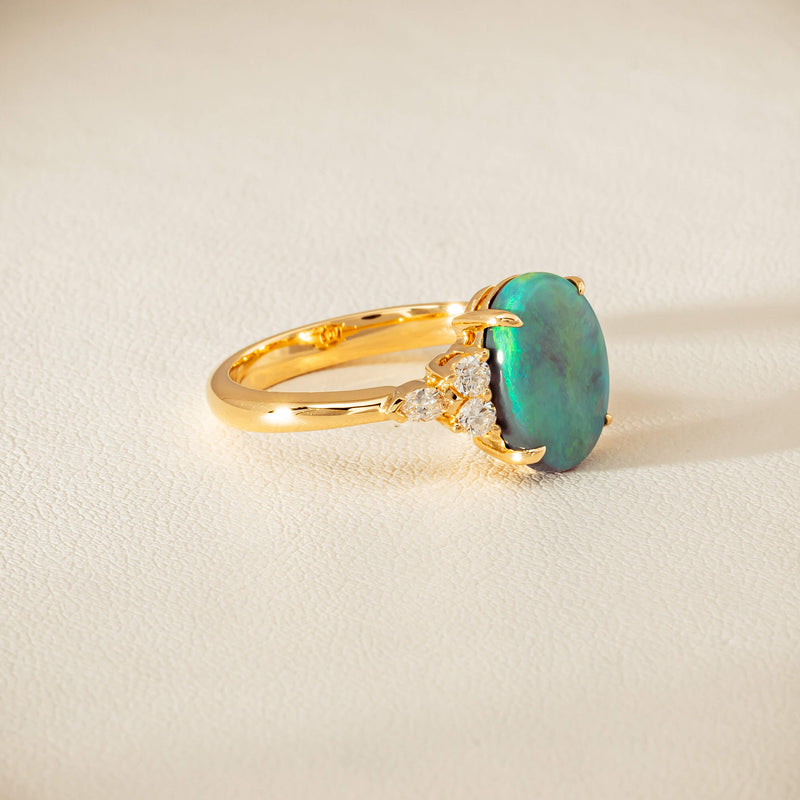 18ct Yellow Gold 2.30ct Opal & Diamond Oriana Ring - Ring - Walker & Hall