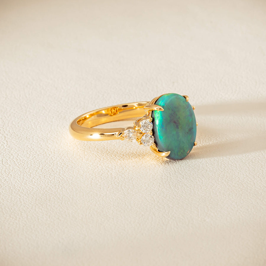 18ct Yellow Gold 2.30ct Opal & Diamond Oriana Ring - Ring - Walker & Hall