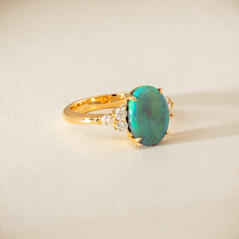 18ct Yellow Gold 2.30ct Opal & Diamond Oriana Ring - Ring - Walker & Hall