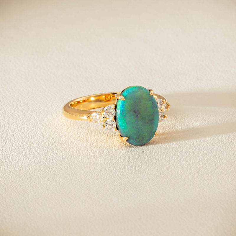 18ct Yellow Gold 2.30ct Opal & Diamond Oriana Ring - Ring - Walker & Hall