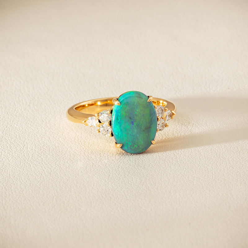 18ct Yellow Gold 2.30ct Opal & Diamond Oriana Ring - Ring - Walker & Hall