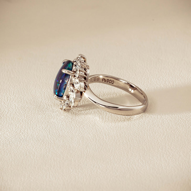 Deja Vu Platinum 1.68ct Opal & Diamond Halo Ring - Ring - Walker & Hall