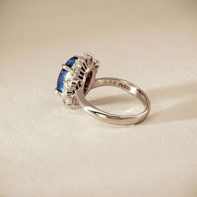 Deja Vu Platinum 1.68ct Opal & Diamond Halo Ring - Ring - Walker & Hall