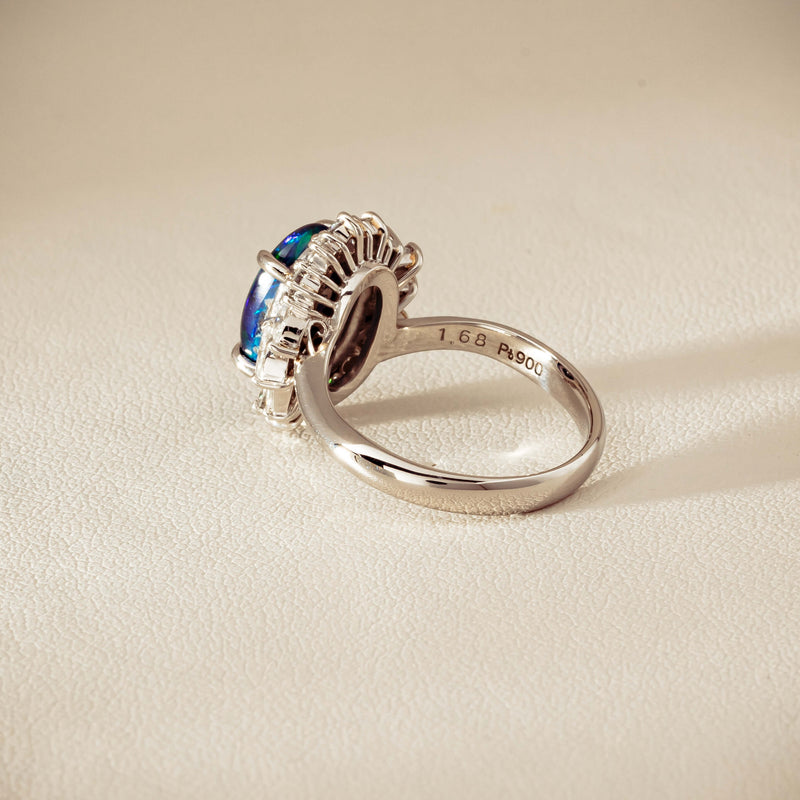 Deja Vu Platinum 1.68ct Opal & Diamond Halo Ring - Ring - Walker & Hall