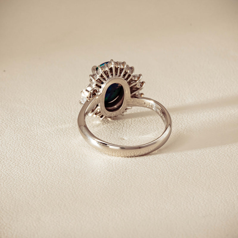 Deja Vu Platinum 1.68ct Opal & Diamond Halo Ring - Ring - Walker & Hall