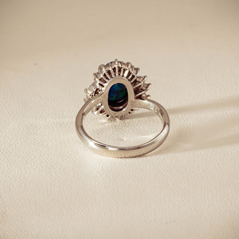 Deja Vu Platinum 1.68ct Opal & Diamond Halo Ring - Ring - Walker & Hall