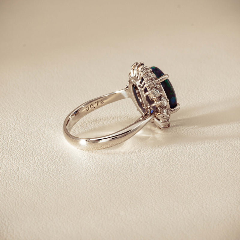Deja Vu Platinum 1.68ct Opal & Diamond Halo Ring - Ring - Walker & Hall
