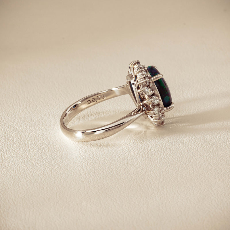 Deja Vu Platinum 1.68ct Opal & Diamond Halo Ring - Ring - Walker & Hall