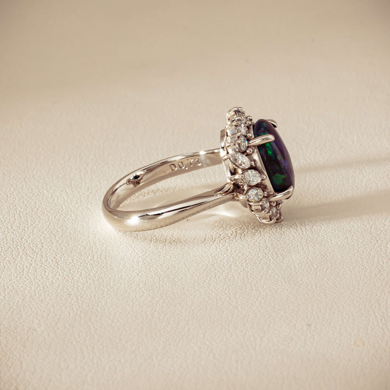Deja Vu Platinum 1.68ct Opal & Diamond Halo Ring - Ring - Walker & Hall