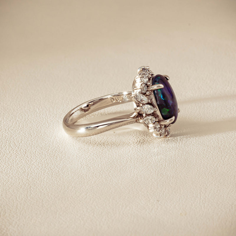 Deja Vu Platinum 1.68ct Opal & Diamond Halo Ring - Ring - Walker & Hall