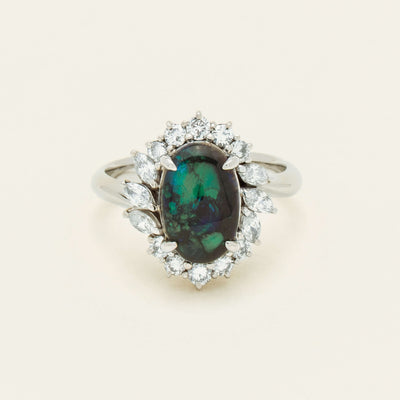 Deja Vu Platinum 1.68ct Opal & Diamond Halo Ring - Ring - Walker & Hall