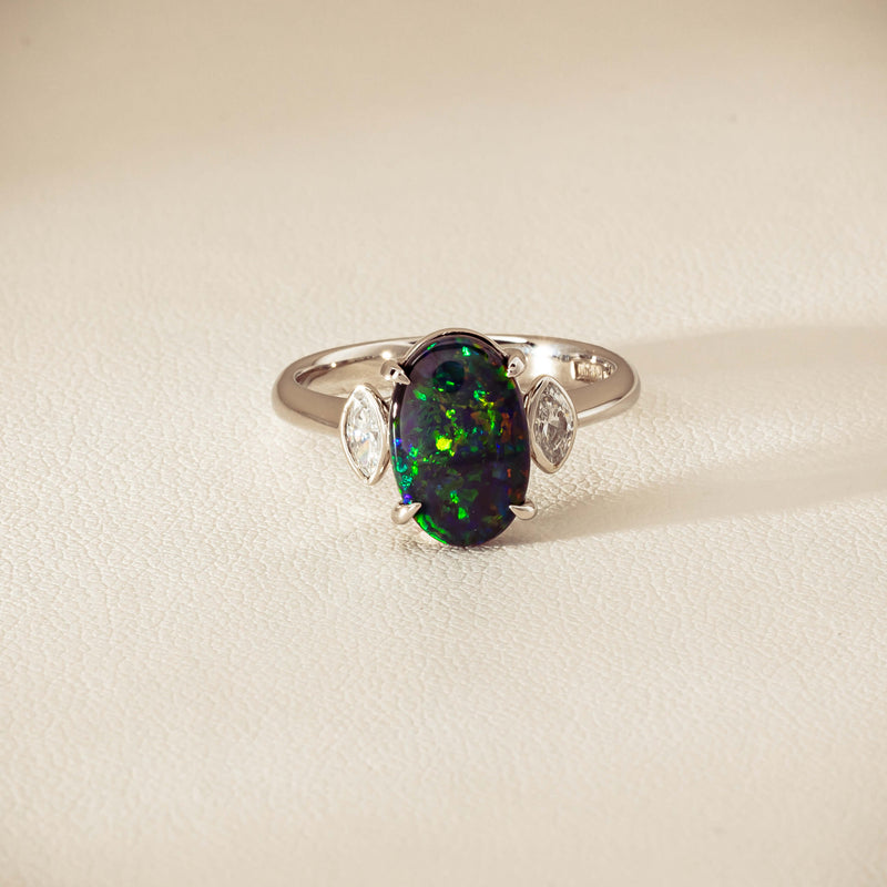 Deja Vu Platinum 1.62ct Opal & Diamond Ring