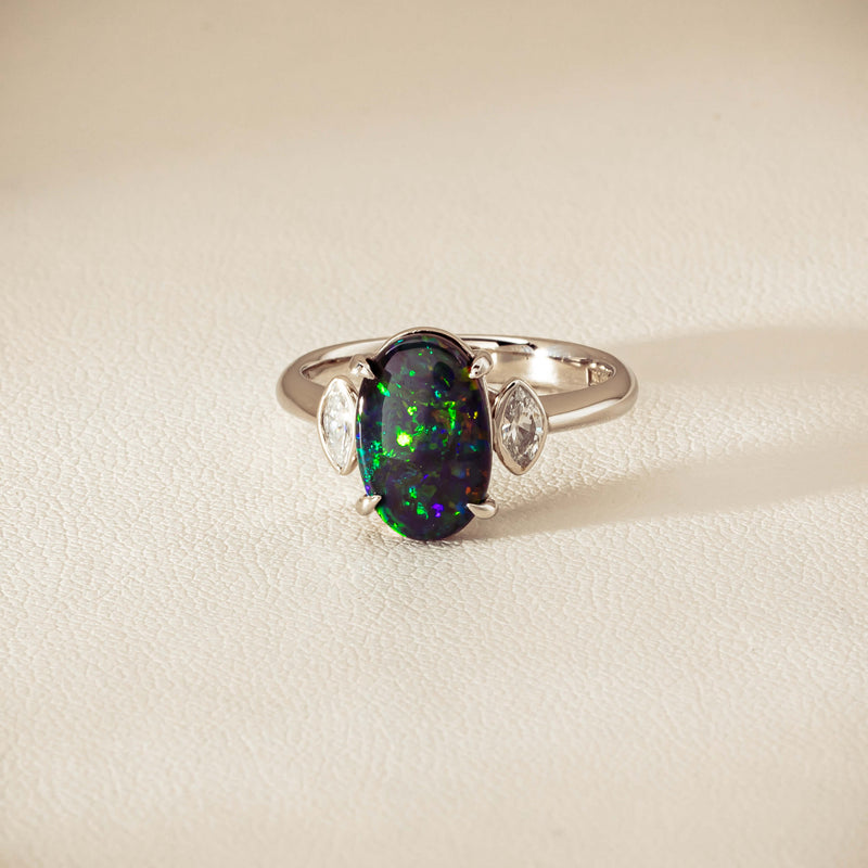 Deja Vu Platinum 1.62ct Opal & Diamond Ring