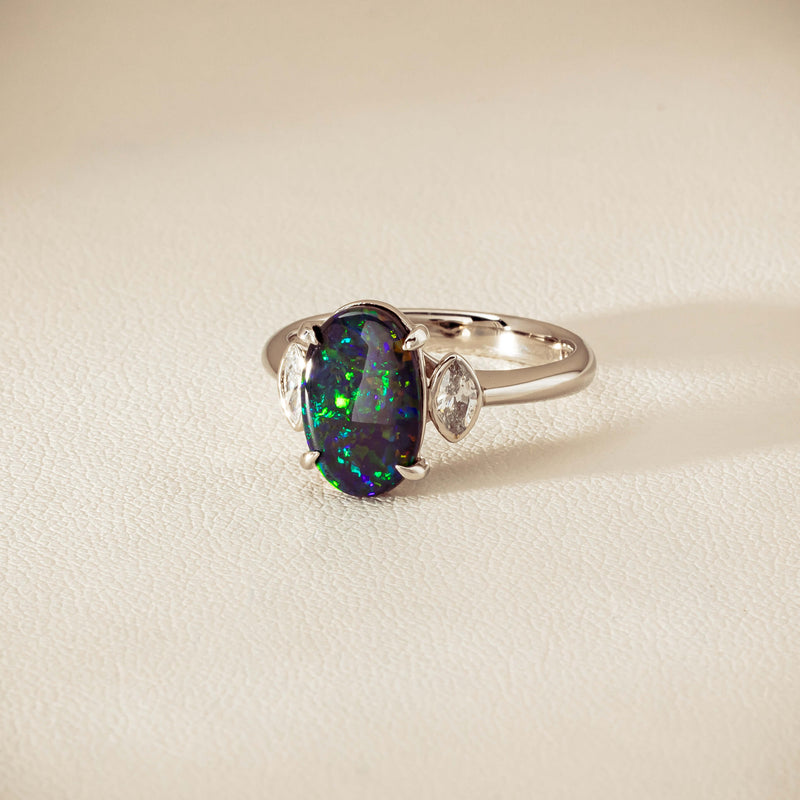 Deja Vu Platinum 1.62ct Opal & Diamond Ring