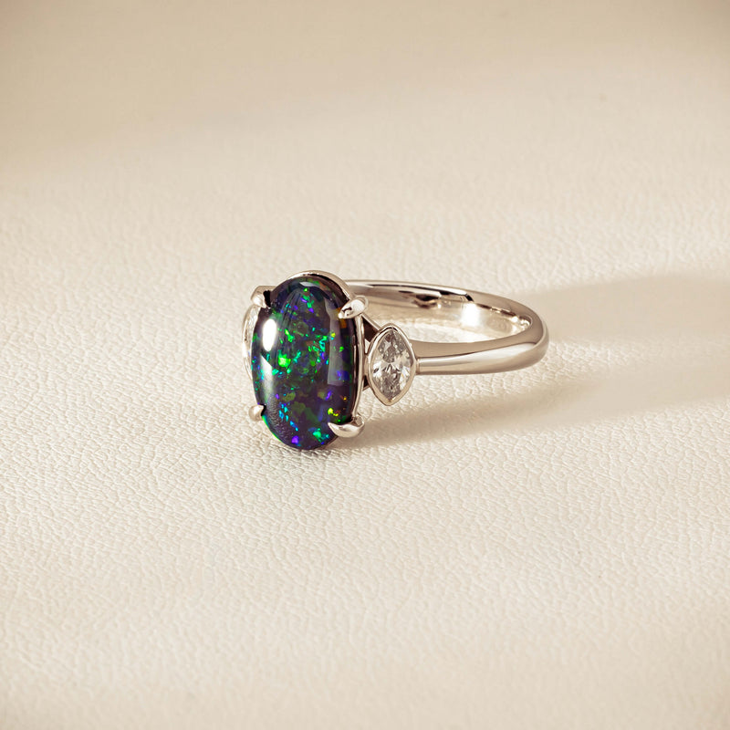 Deja Vu Platinum 1.62ct Opal & Diamond Ring