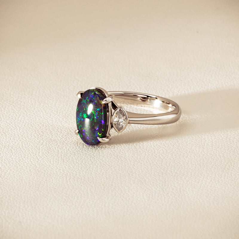 Deja Vu Platinum 1.62ct Opal & Diamond Ring