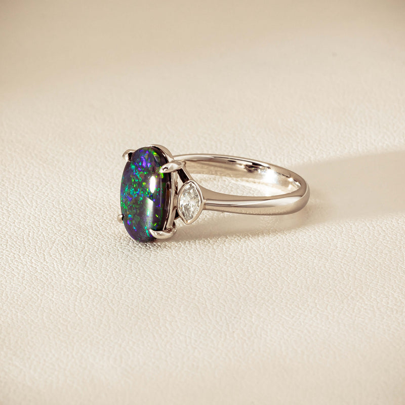 Deja Vu Platinum 1.62ct Opal & Diamond Ring