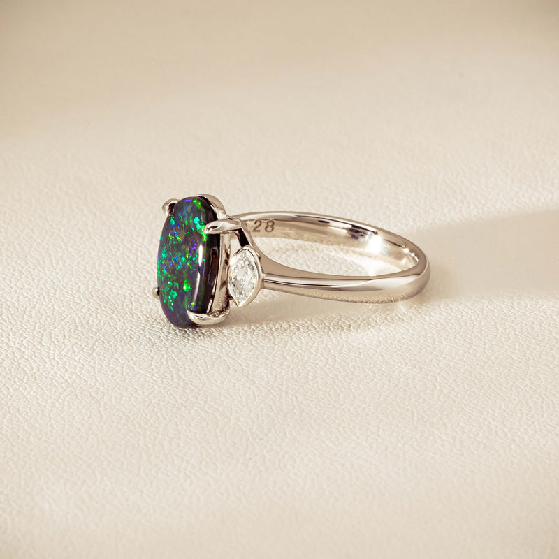 Deja Vu Platinum 1.62ct Opal & Diamond Ring