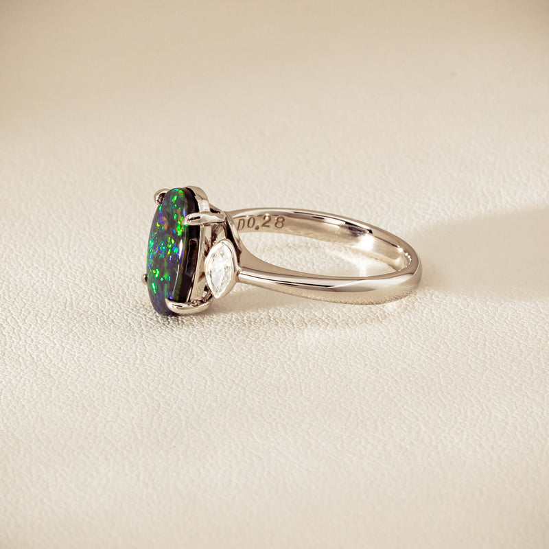 Deja Vu Platinum 1.62ct Opal & Diamond Ring