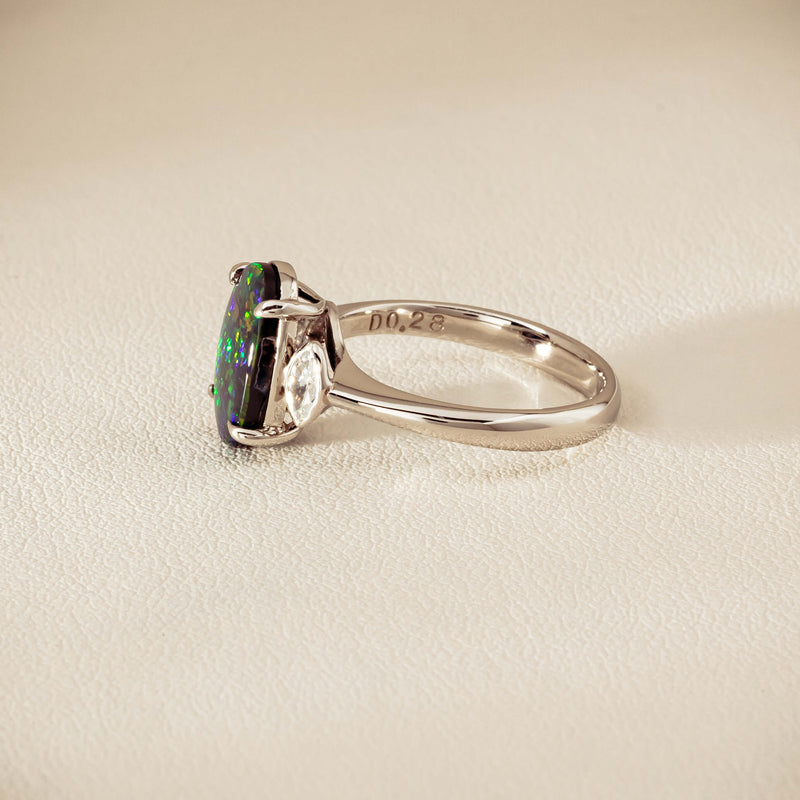 Deja Vu Platinum 1.62ct Opal & Diamond Ring