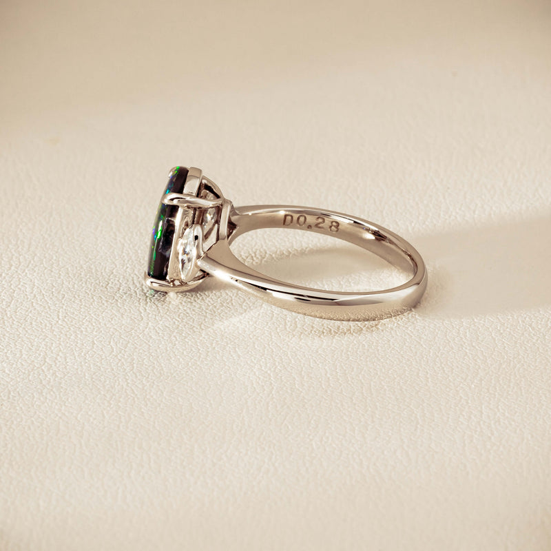 Deja Vu Platinum 1.62ct Opal & Diamond Ring