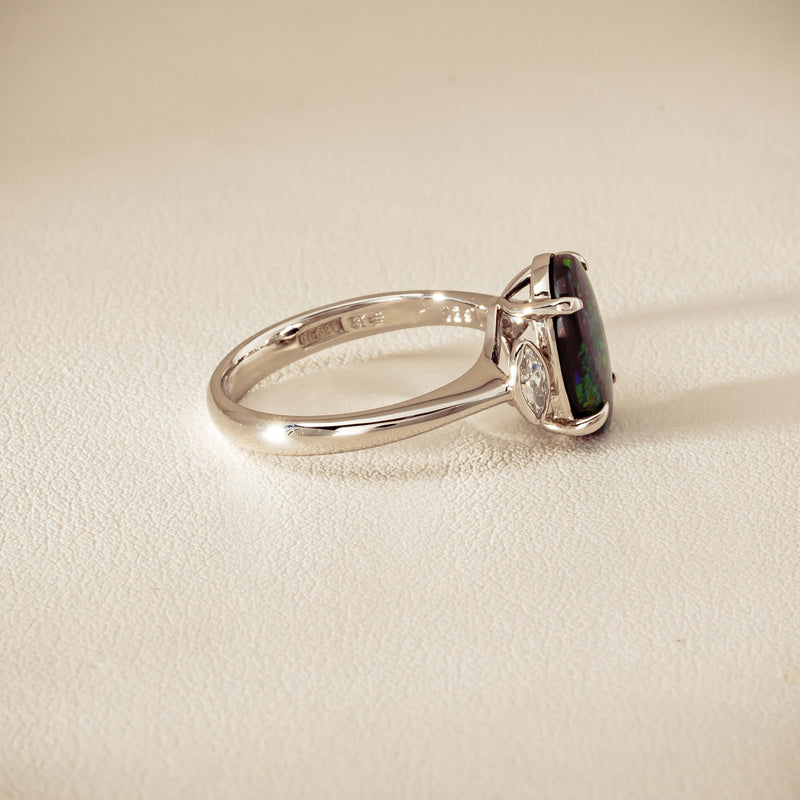 Deja Vu Platinum 1.62ct Opal & Diamond Ring
