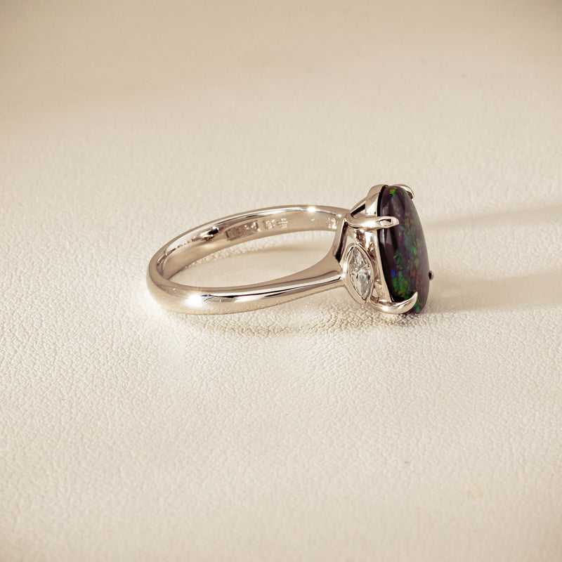 Deja Vu Platinum 1.62ct Opal & Diamond Ring