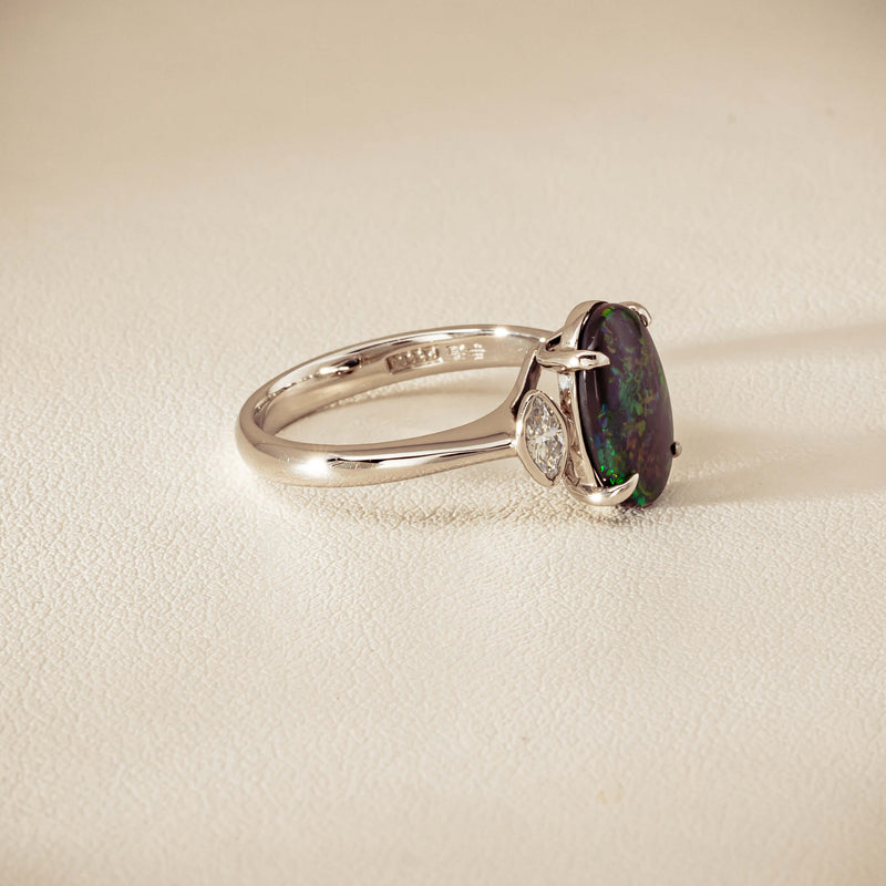 Deja Vu Platinum 1.62ct Opal & Diamond Ring