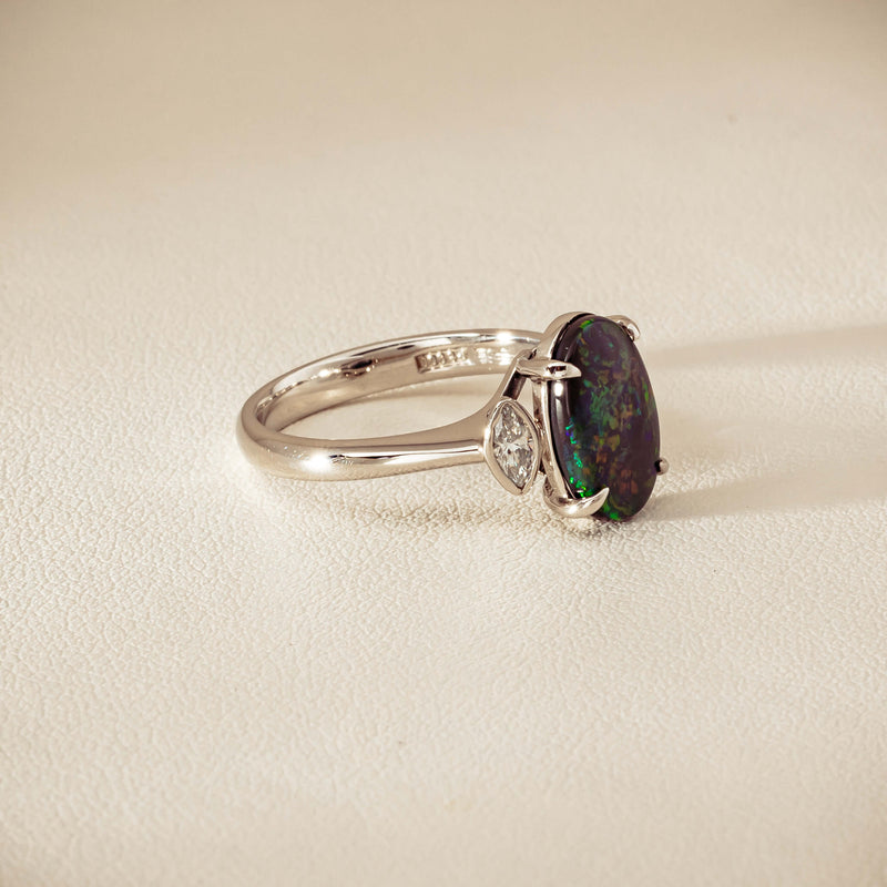 Deja Vu Platinum 1.62ct Opal & Diamond Ring